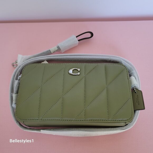 COACH Kira With Quilted Nappa Smooth Leather Crossbody Bag- Moss color ⭐ - Picture 5 of 16